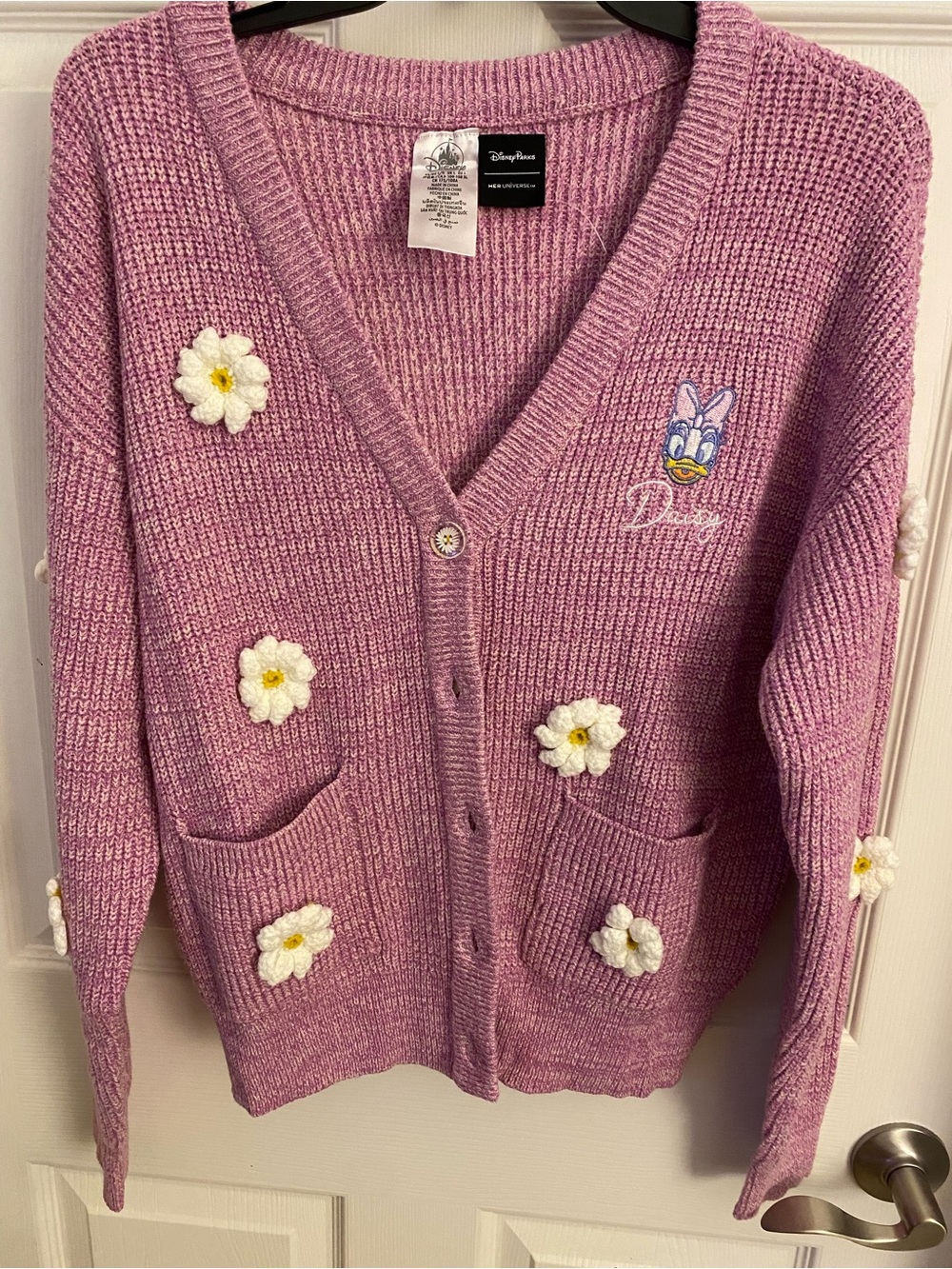 Disney Pink Daisy Appliqué Women’s Cardigan Sweater